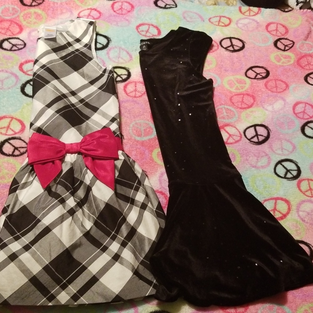 2 dresses one plaid one black size 8-10